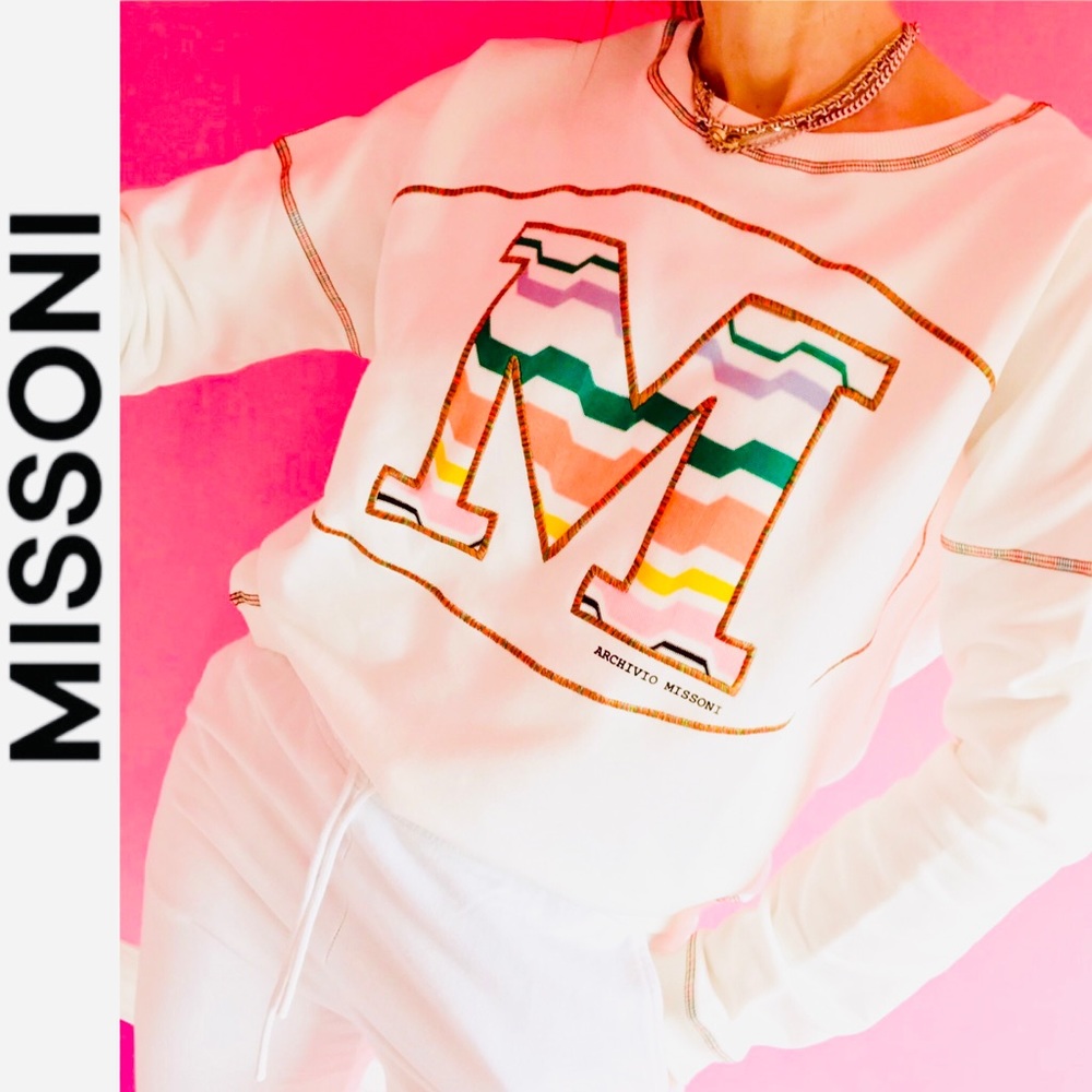 M Missoni logo sweatshirt cotton sweater white L